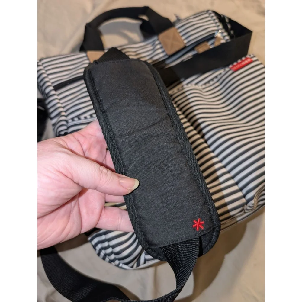 Skip Hop Black White Stripe Diaper Bag One Size